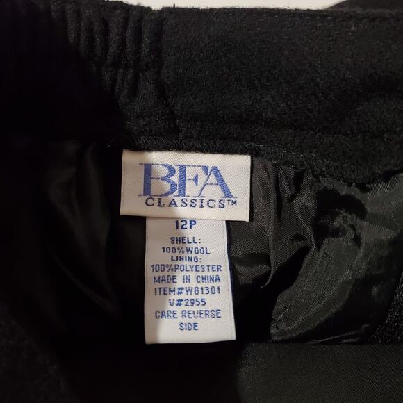 Vtg BFA Classics 100% Wool Pencil Midi Skirt Size 12P Black Career Neutral Work - Picture 8 of 10